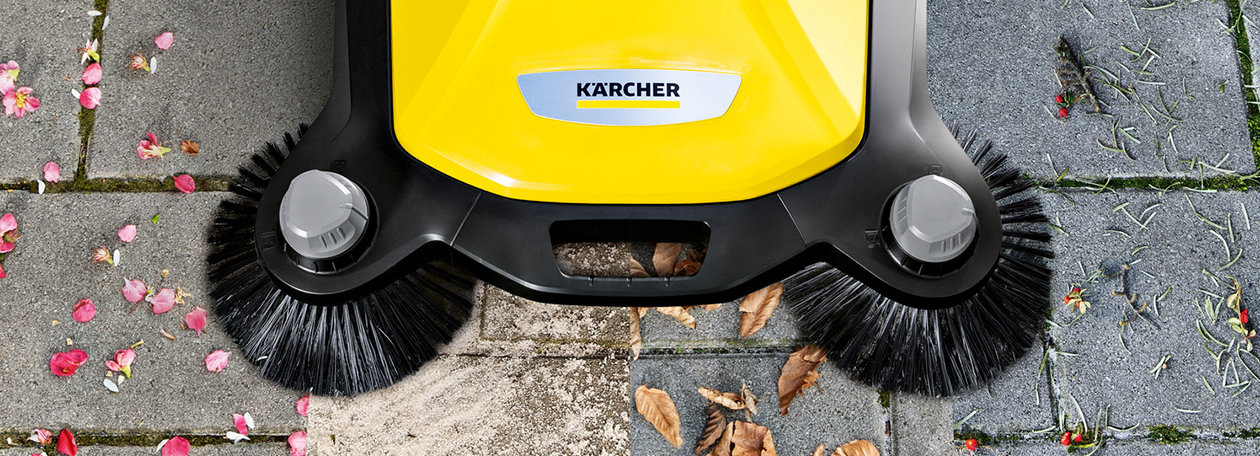 Zamiatarki Karcher Zastosowanie zamiatarki ręcznej na polbruku.